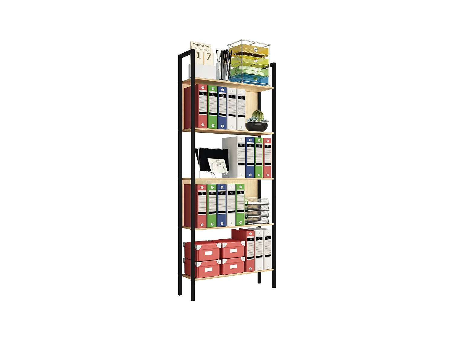 Holz Metall Stand Regal Büro Bücher Flakos 5fach