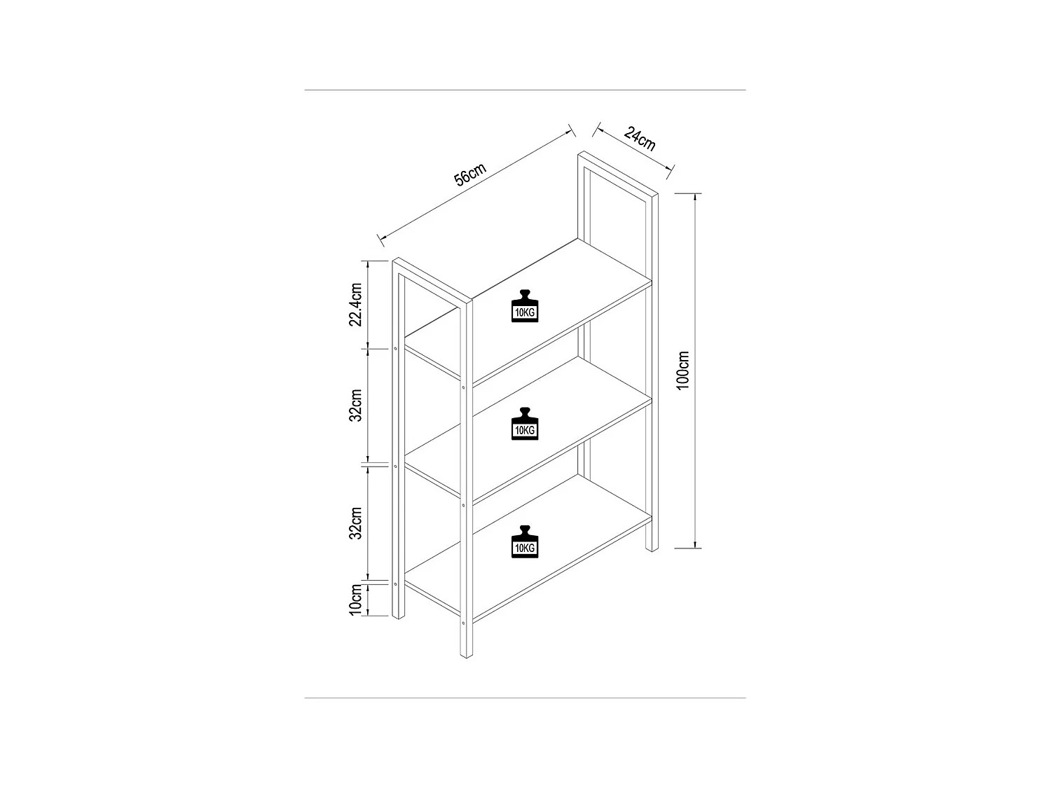 Metal Stand Shelf Książki Flakos 3px