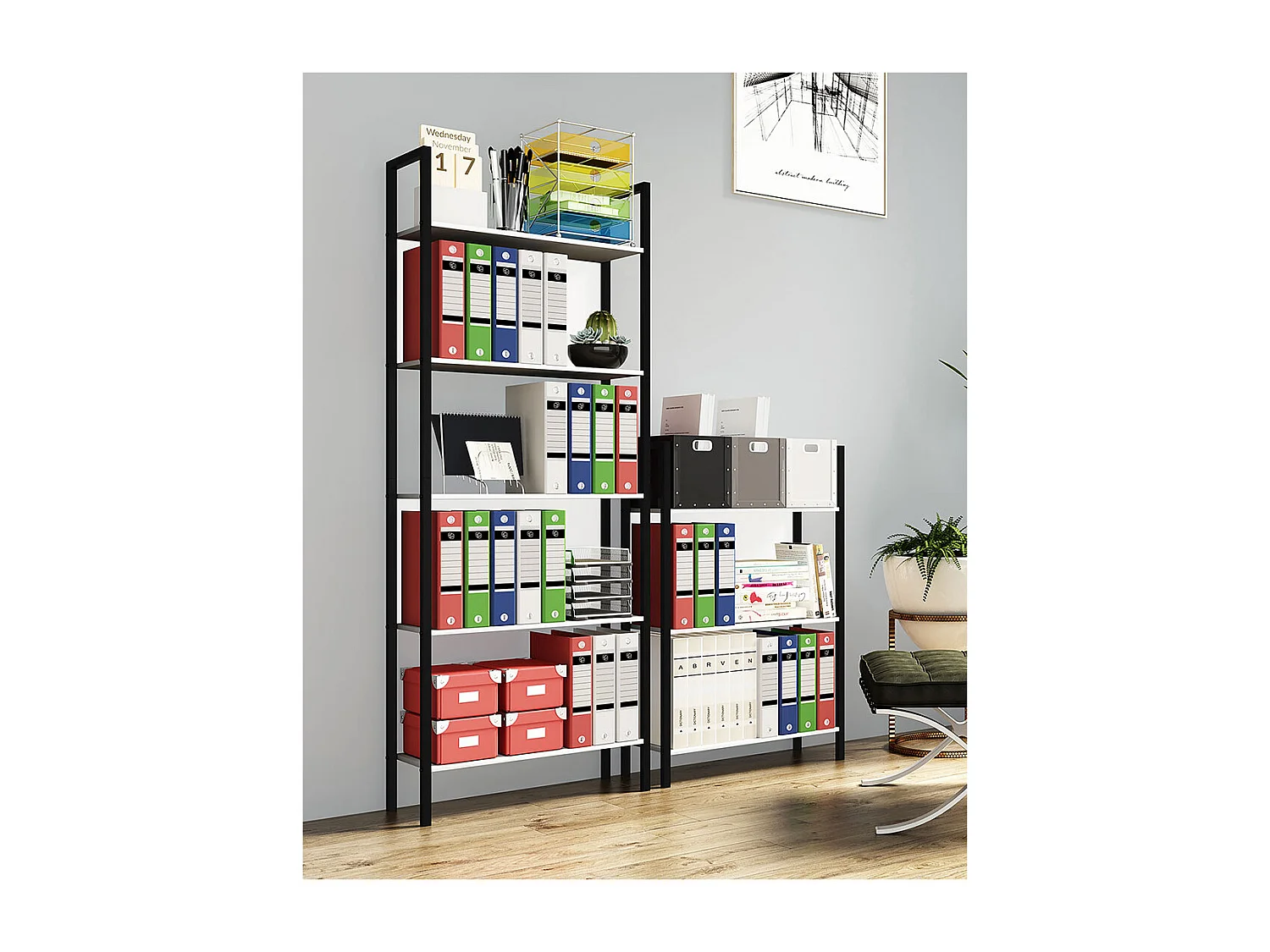 Office Shelf & Bookcase Flakos White H. 100 x W. 56 x D. 24 cm