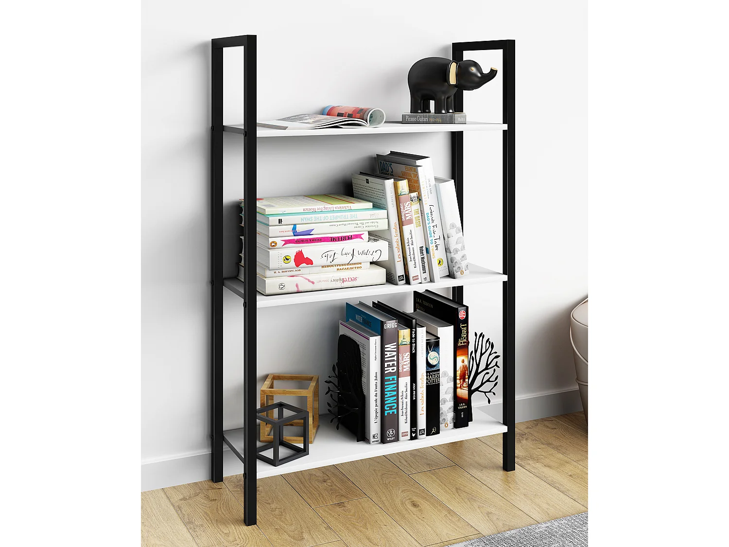 Office Shelf & Bookcase Flakos White H. 100 x W. 56 x D. 24 cm