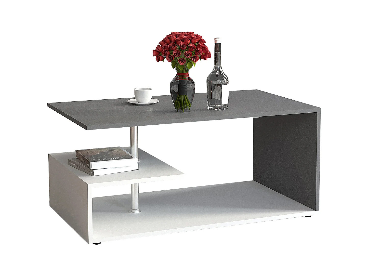 Side table & coffee table Maliso White / Anthracite H. 42 x W. 91 x D. 53 cm