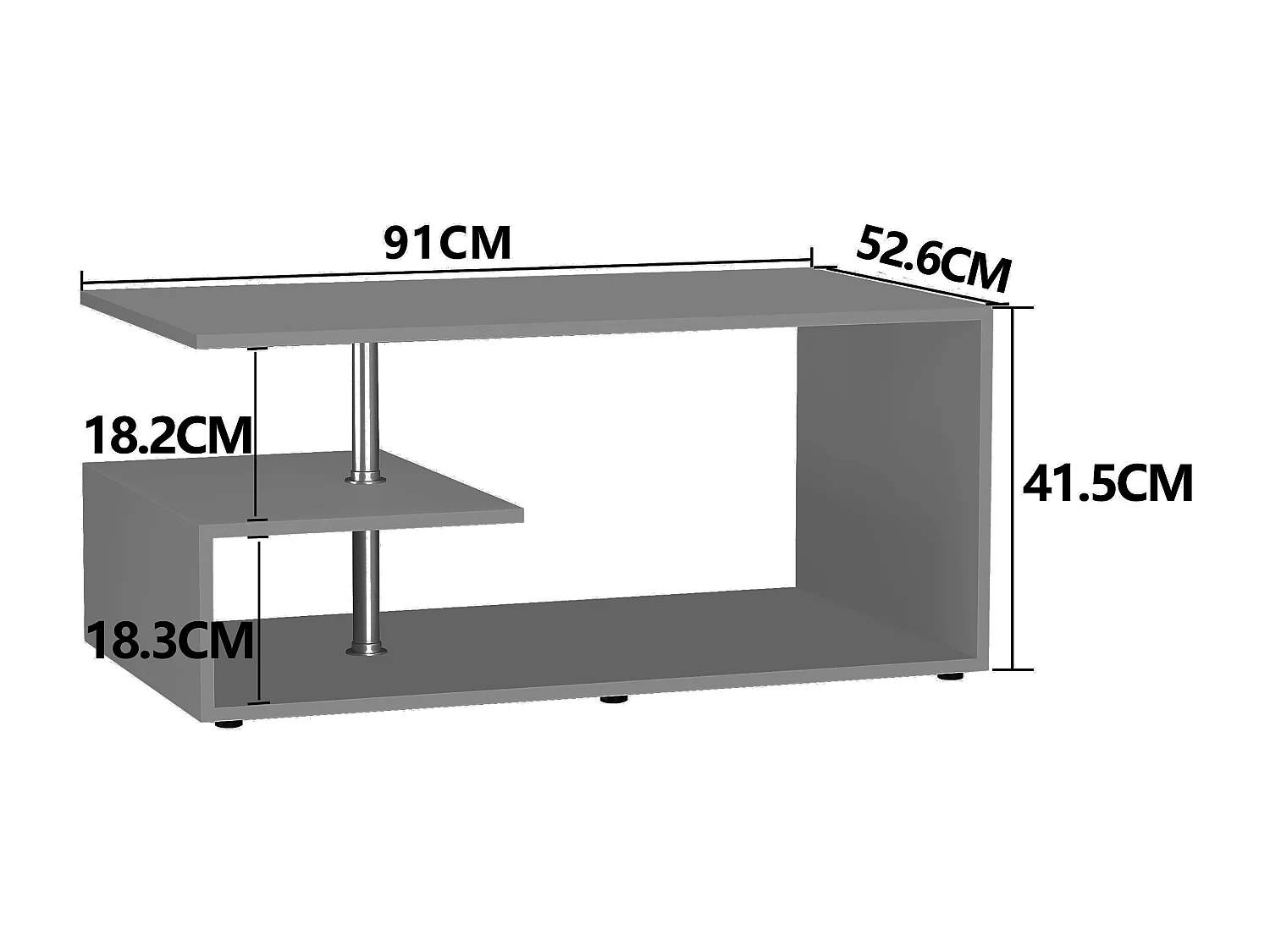 Side table & coffee table Maliso White / Anthracite H. 42 x W. 91 x D. 53 cm