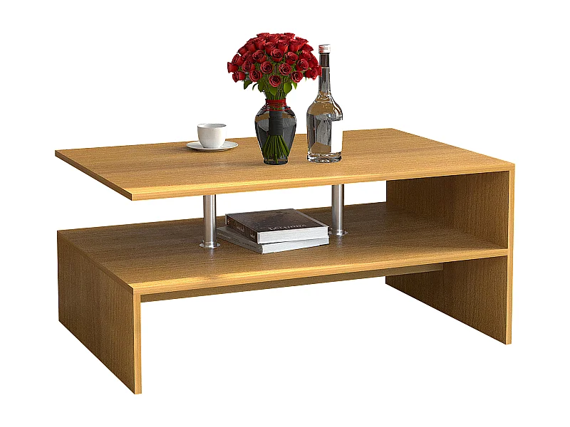 Mesa de café de madeira VCM Sofatic Sala de estar Mesa de mesa lateral Mesa de café Maliso L (faia)