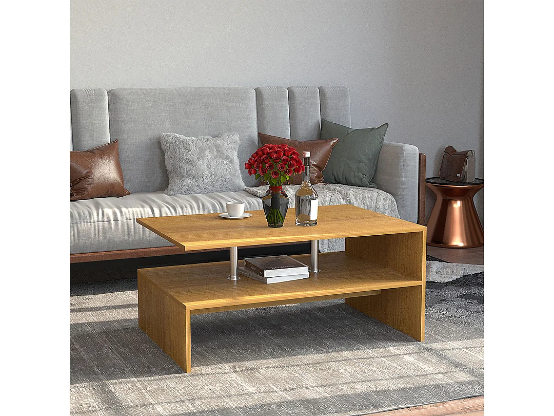Mesa de café de madeira VCM Sofatic Sala de estar Mesa de mesa lateral Mesa de café Maliso L (faia)