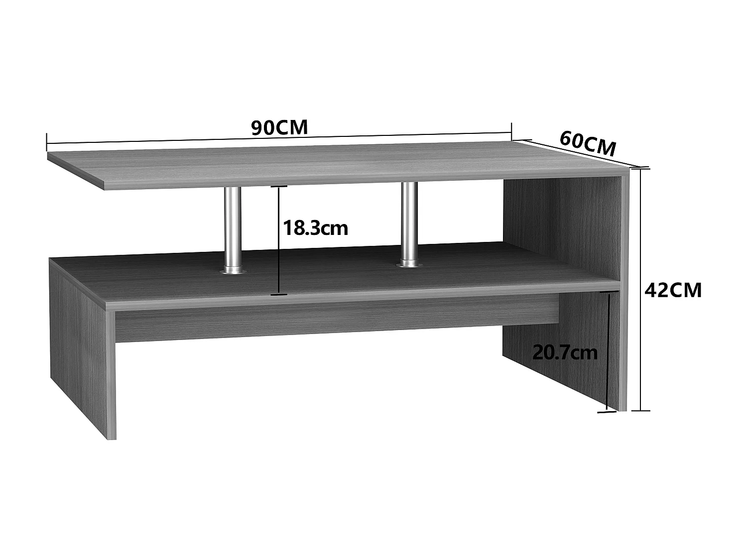 Mesa de café de madeira VCM Sofatic Sala de estar Mesa de mesa lateral Mesa de café Maliso L (faia)