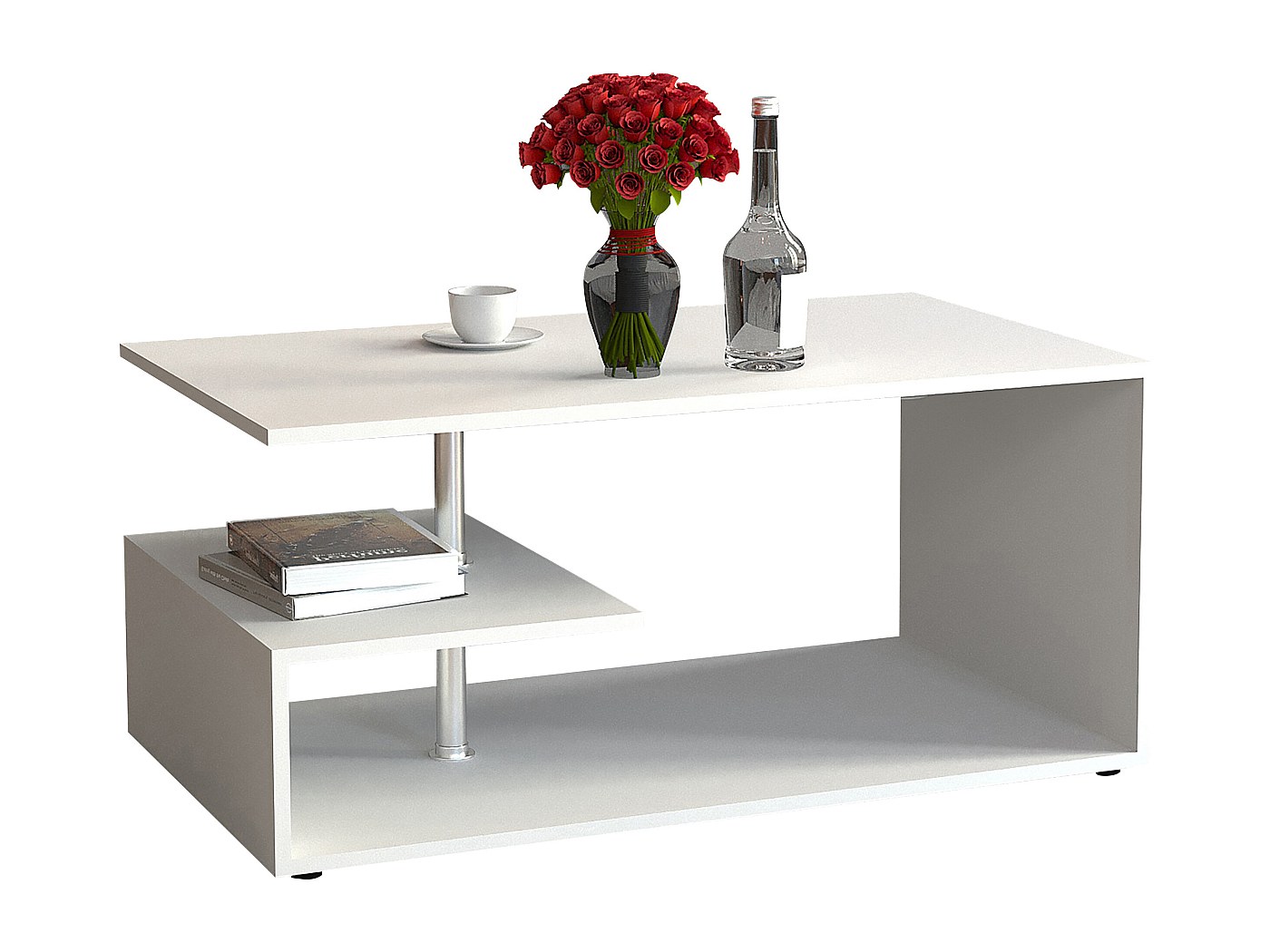 Table Basse Ender Blanche Vicco – 70x70x46 Cm – Panneau Aggloméré Mat