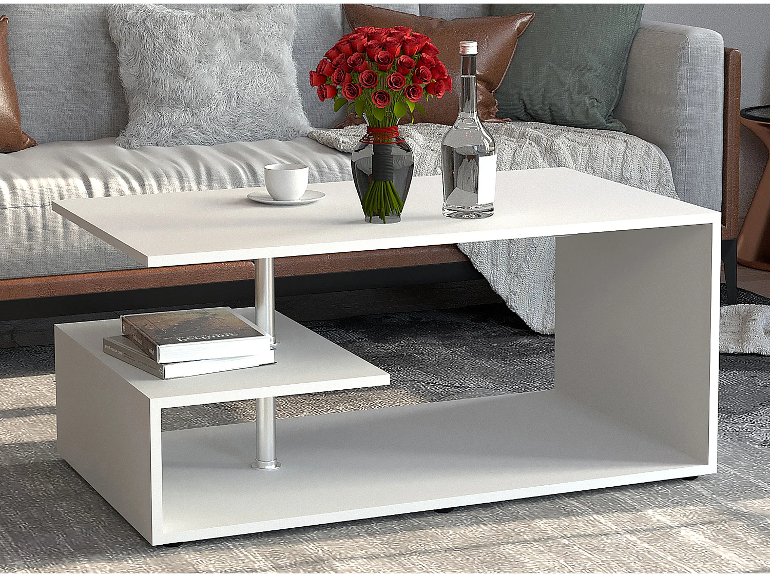 Side table & coffee table Maliso White H. 42 x W. 91 x D. 53 cm