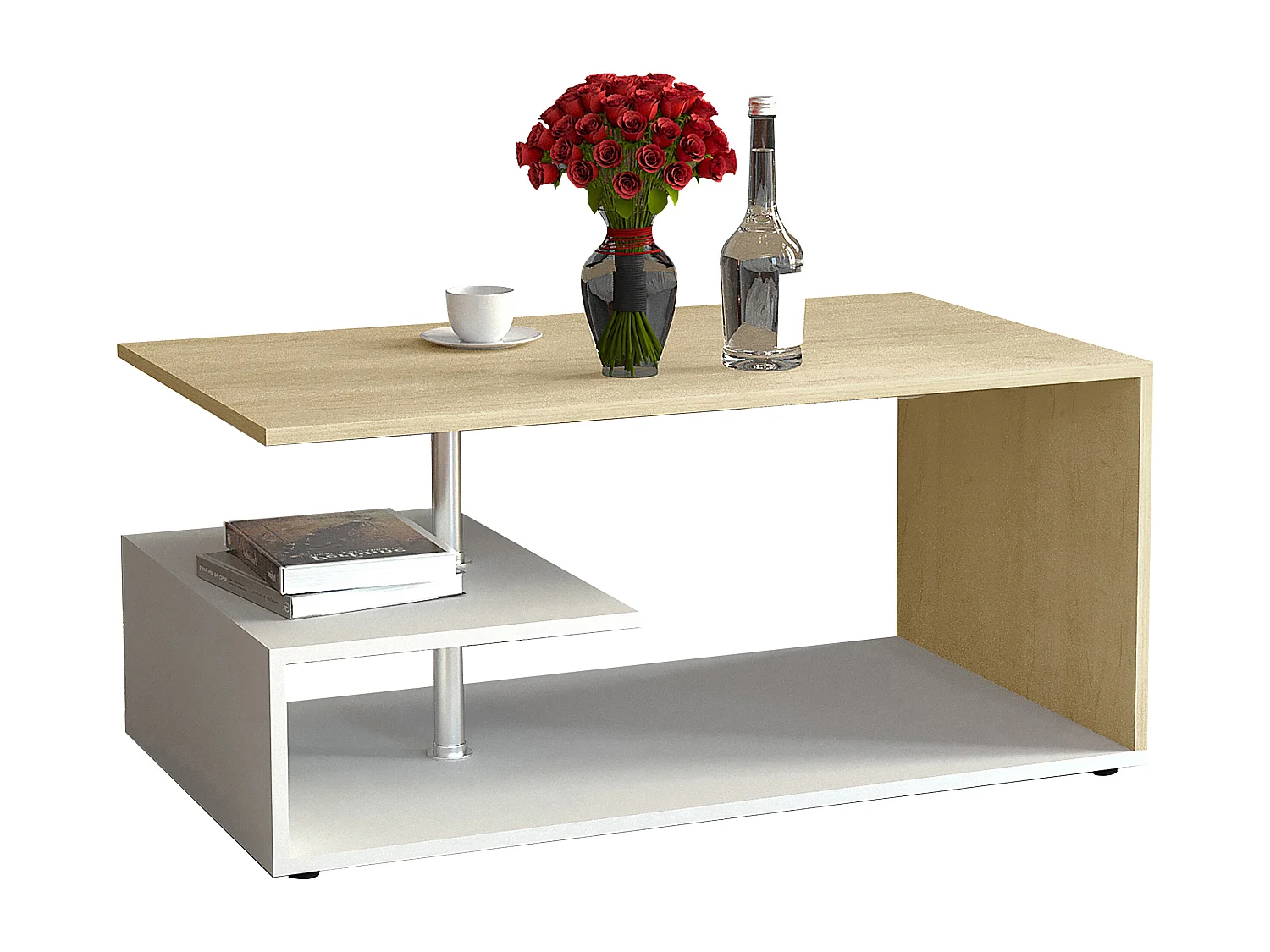 Side table & coffee table Maliso White / Honey oak H. 42 x W. 91 x D. 53 cm