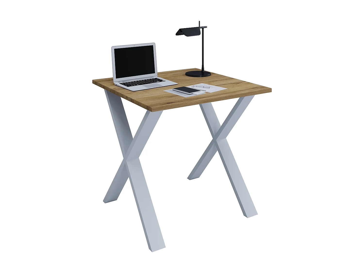 Desk Lona Silver / Honey oak H. 76 x W. 80 x D. 50 cm