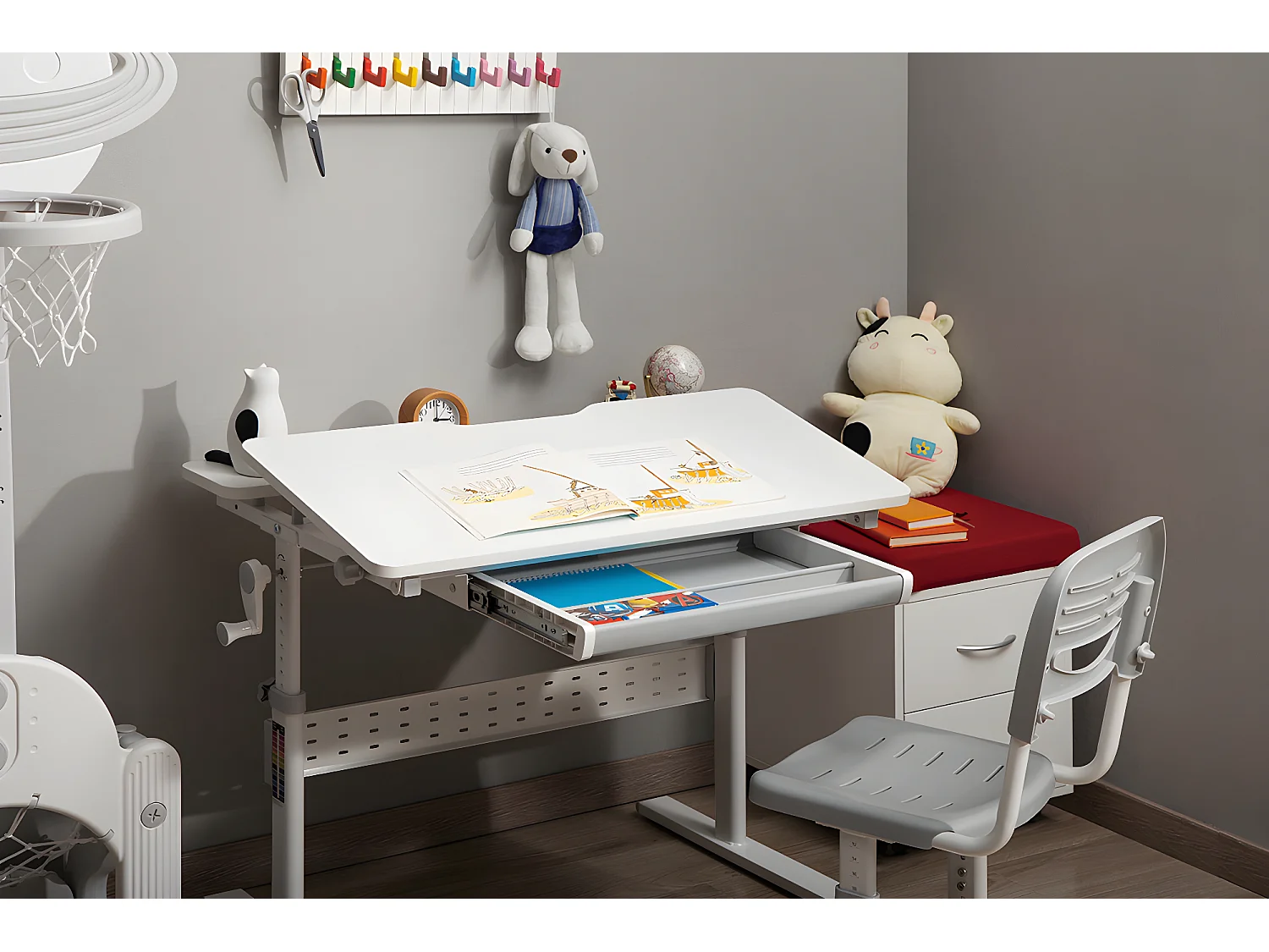 Verstellbarer Kinderschreibtisch XD SPE-X102W 80x60 cm