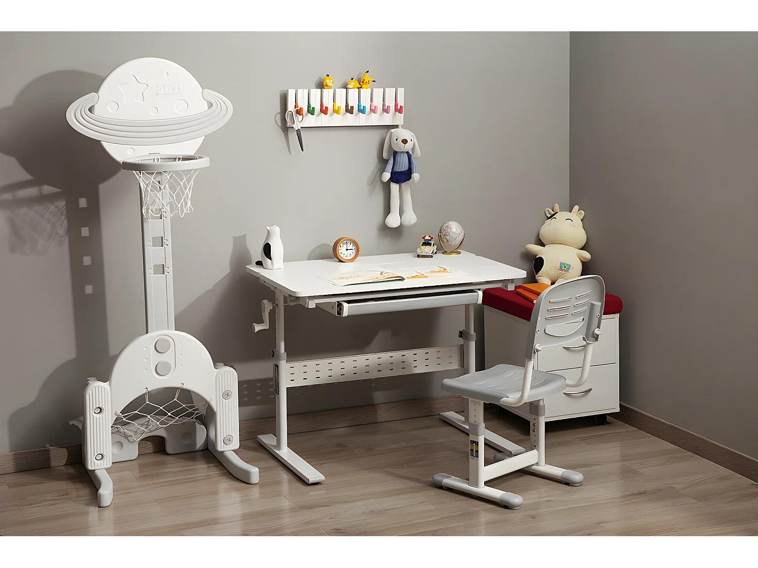 Verstellbarer Kinderschreibtisch XD SPE-X102W 80x60 cm