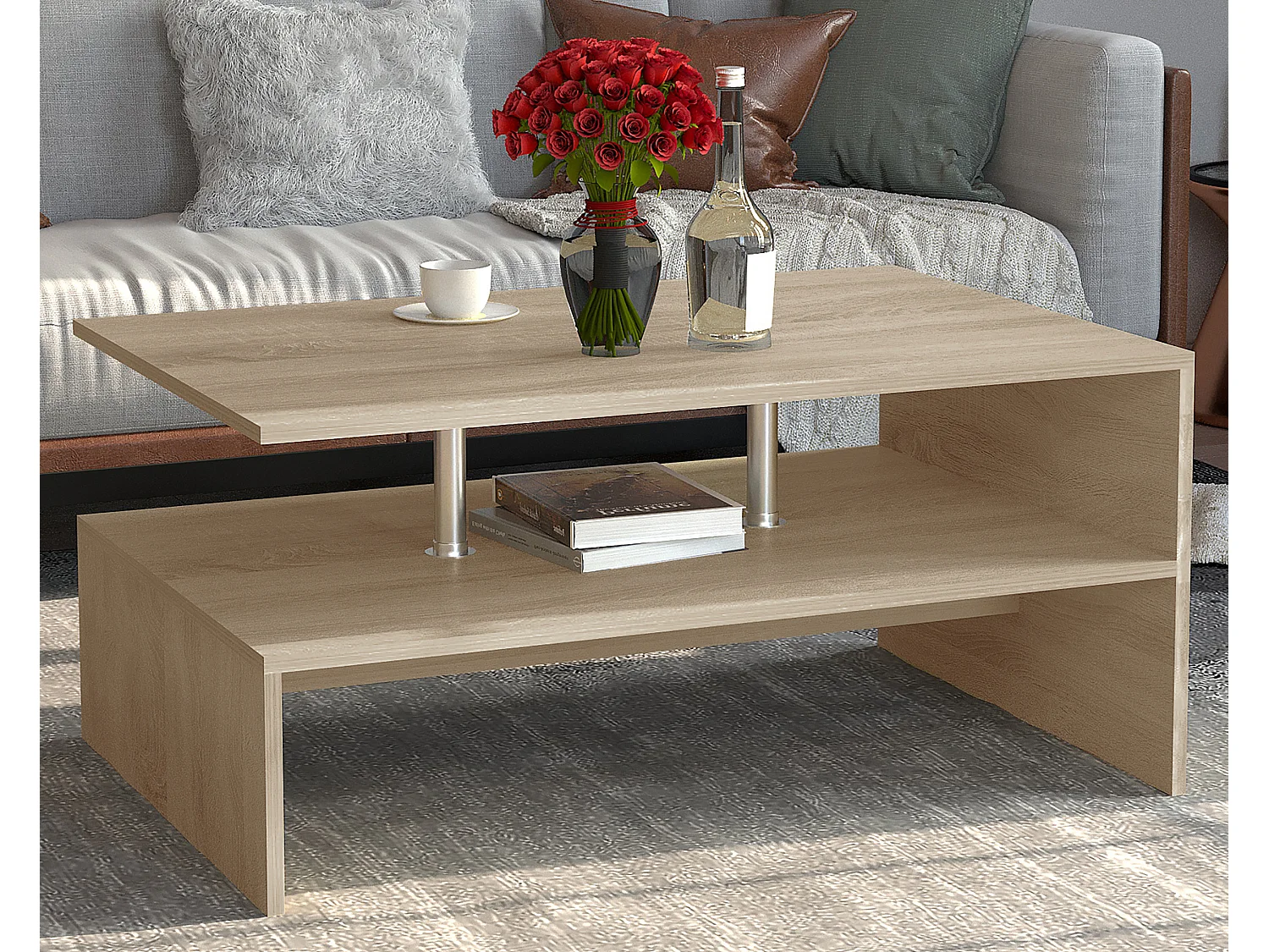 Side table & coffee table Maliso Sonoma Oak H. 42 x W. 90 x D. 60 cm