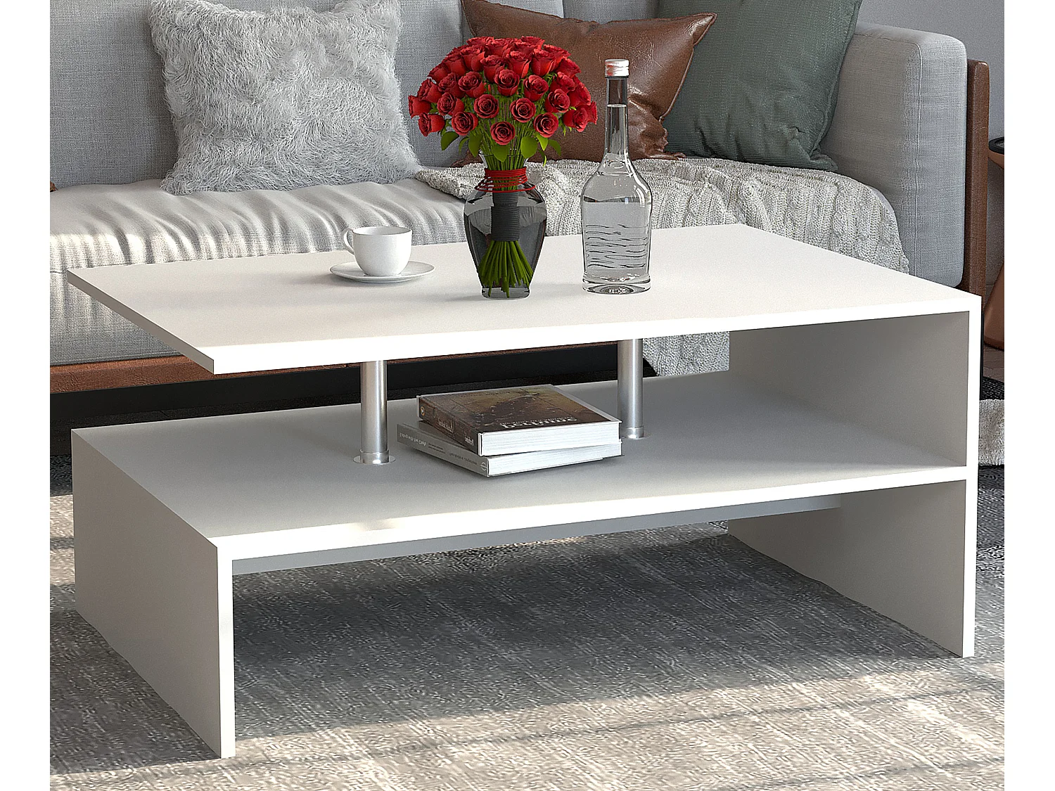 Side table & coffee table Maliso White H. 42 x W. 90 x D. 60 cm