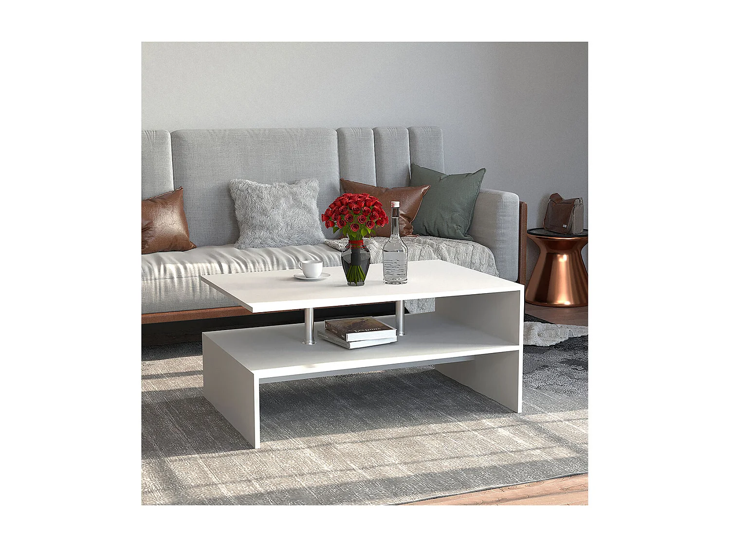Side table & coffee table Maliso White H. 42 x W. 90 x D. 60 cm