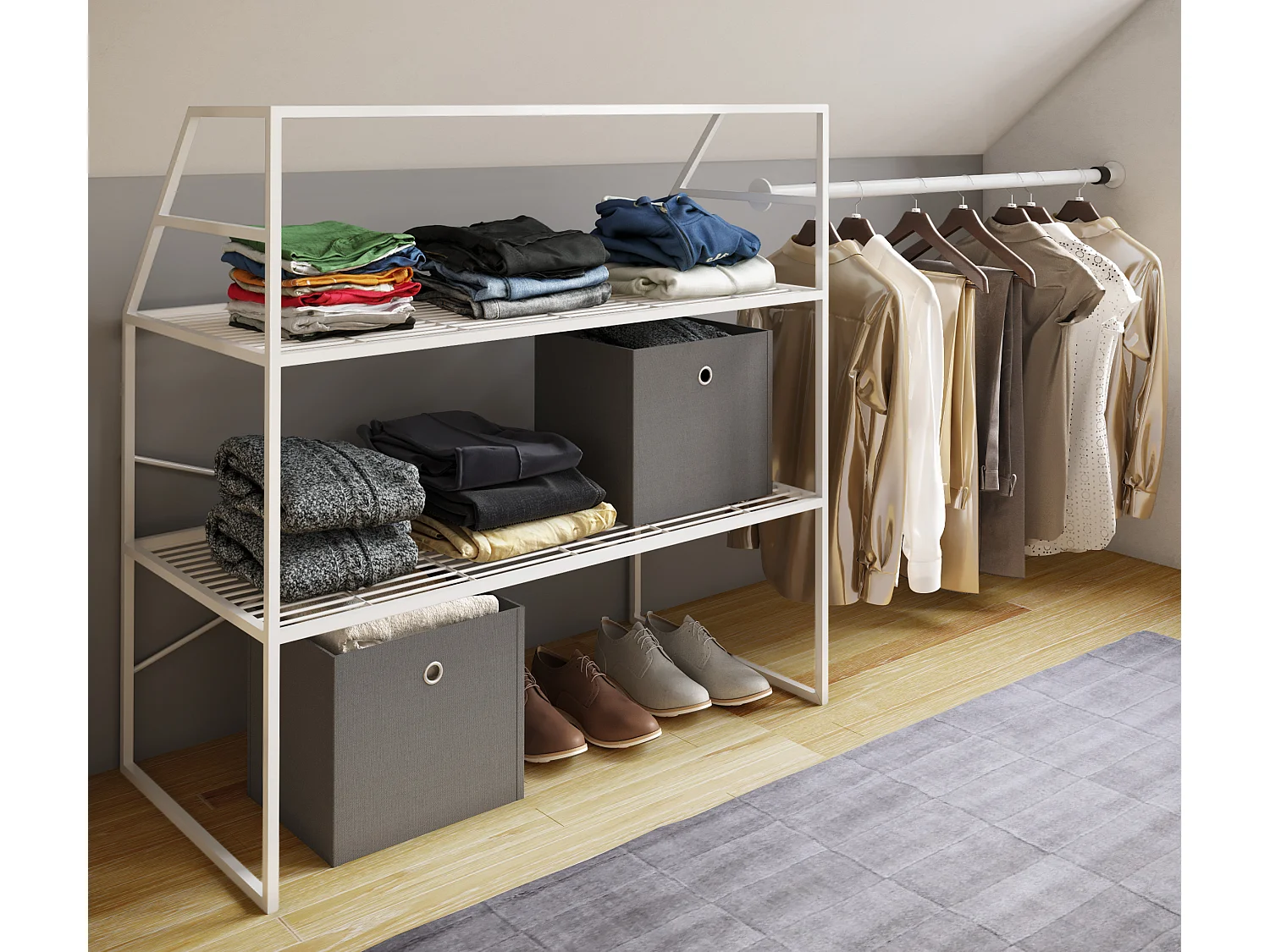 Offener Kleiderschrank Dachschrägen Regal Disal