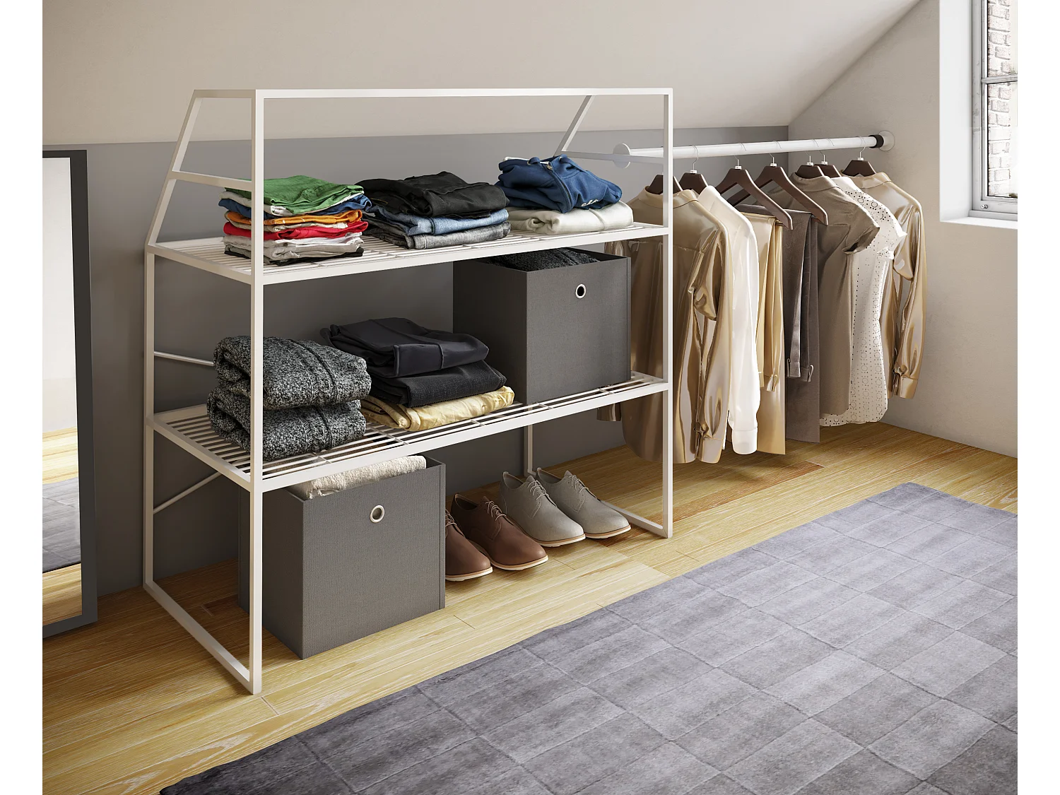 Offener Kleiderschrank Dachschrägen Regal Disal