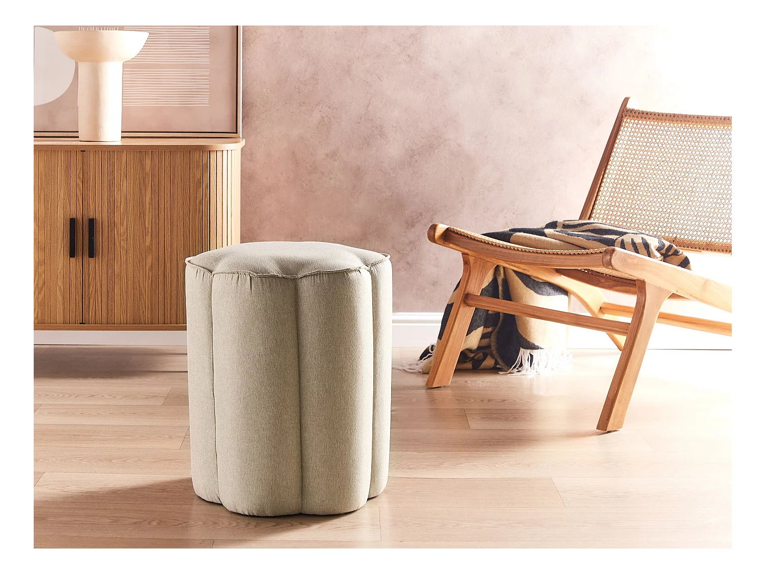 Pouf TAPPEN Lin synthétique Beige