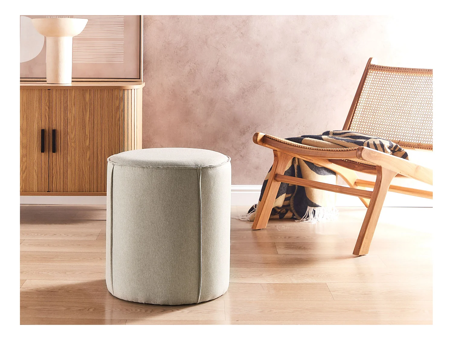 Pouf SEDONA Lin synthétique Beige
