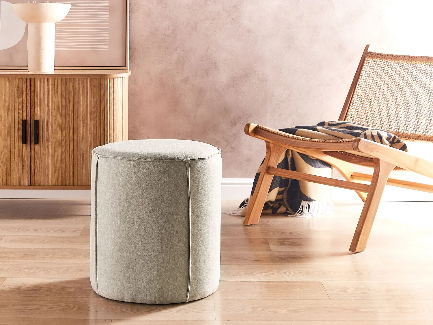 Pouffe SEDONA Faux Linen Beige
