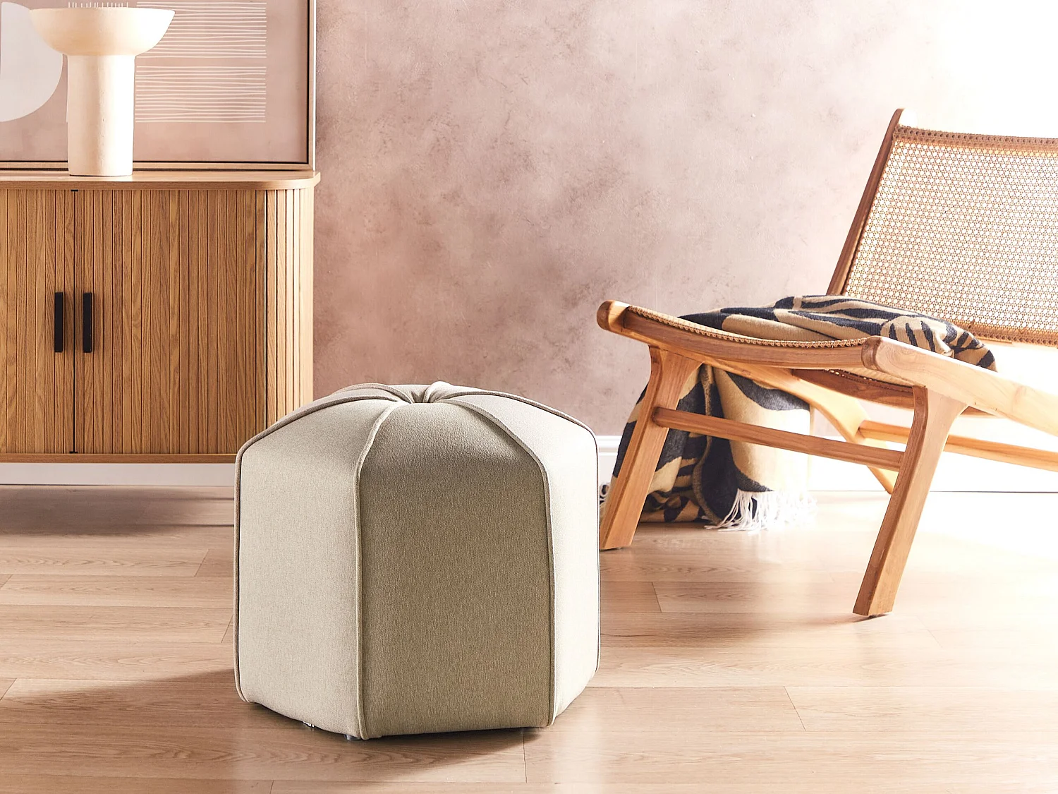 Pouf WISHEK Lin synthétique Beige