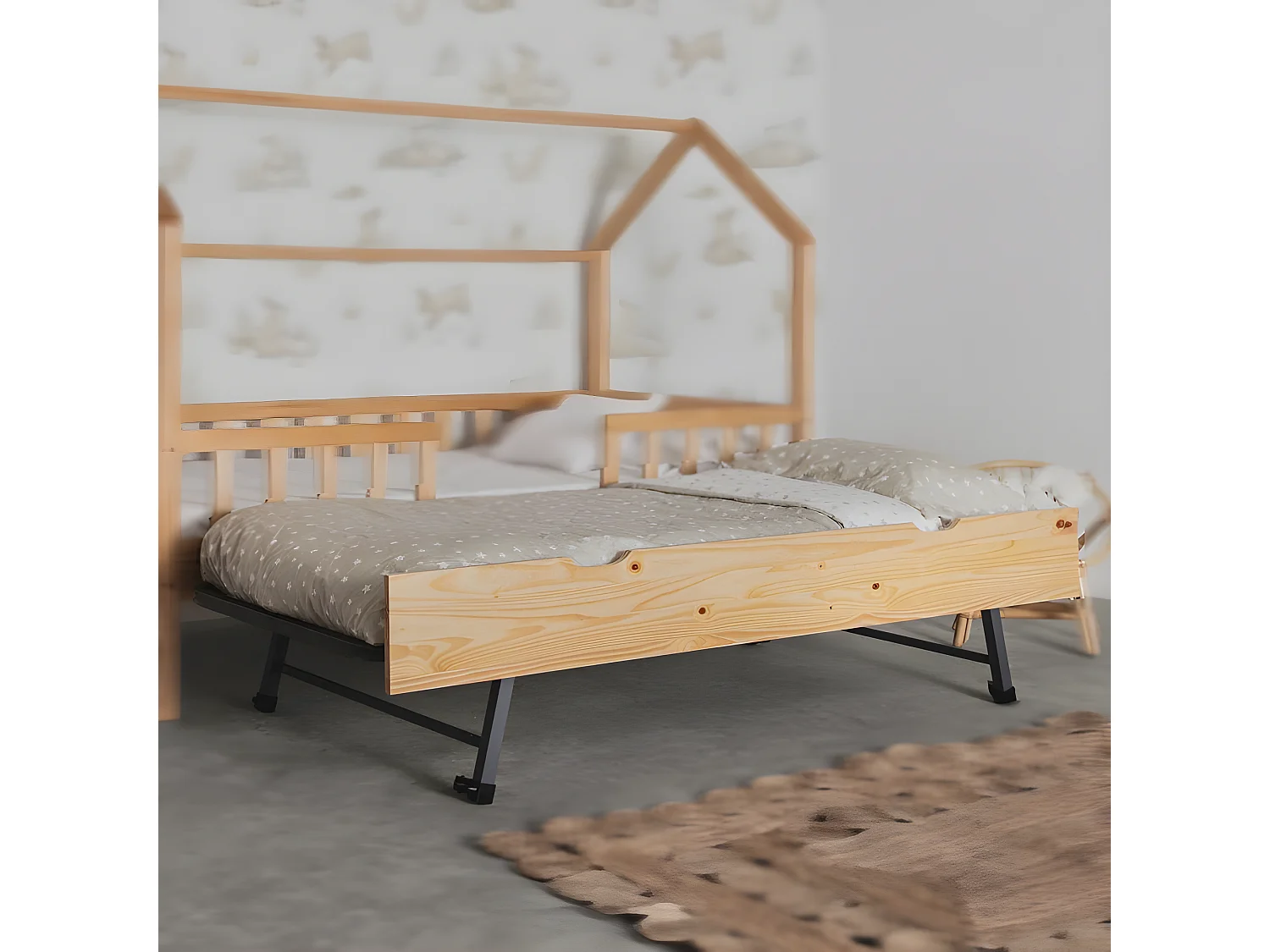 Cama de arrastre elevable MDF blanco 105x190cm