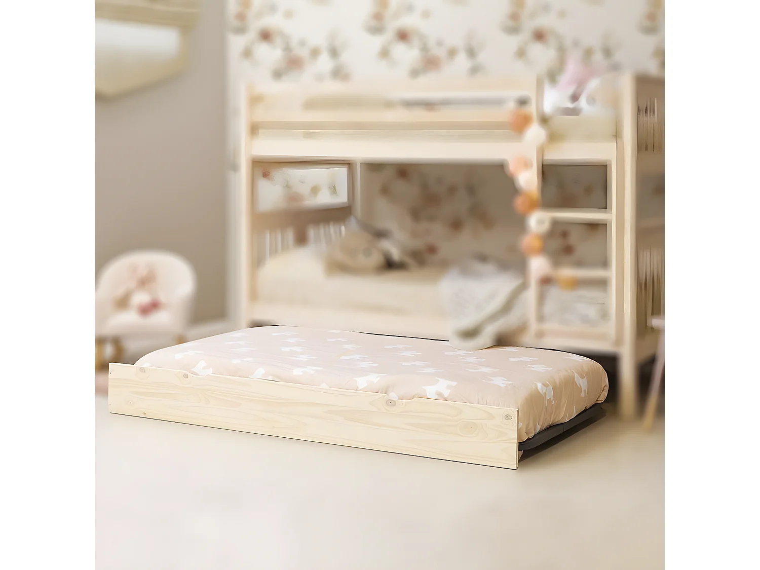 Cama de arrastre elevable MDF blanco 105x190cm