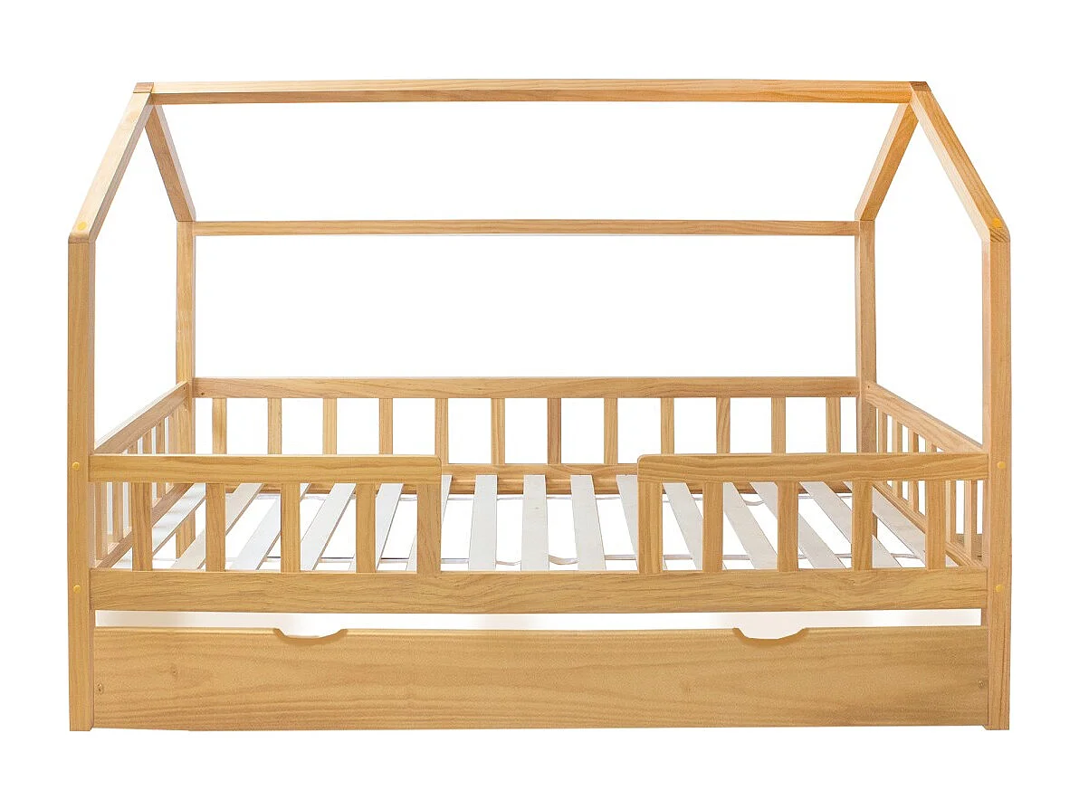 Letto casetta con Ringhiera + letto apribile legno pino 90x190cm