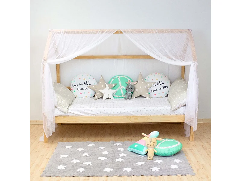 Letto casetta con Ringhiera + letto apribile legno pino 90x190cm