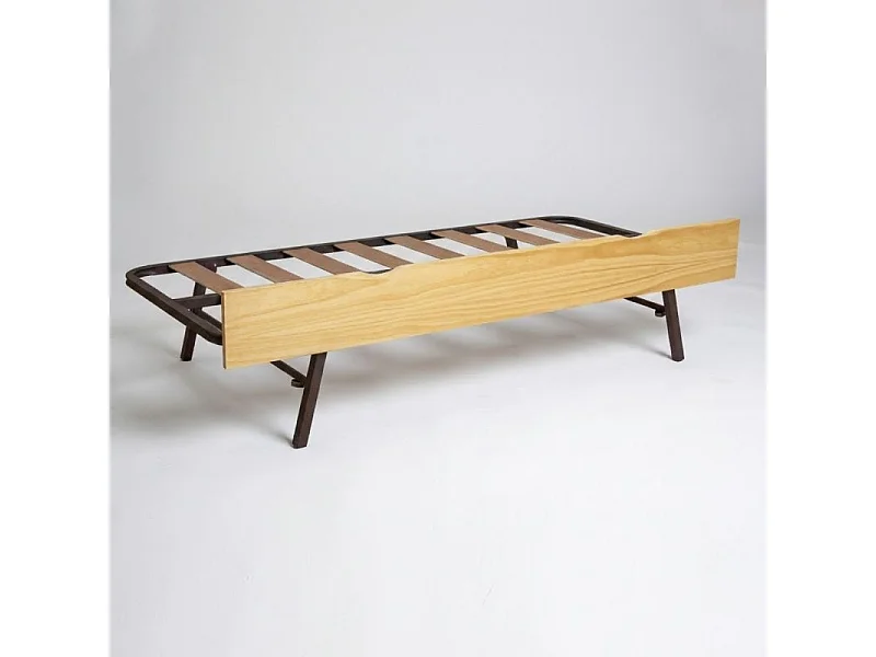 Lit cabane avec barrièrre + lit pieds pliants bois pin 90x190cm