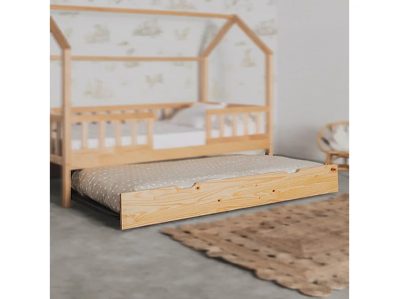 Ausziehbett Holz Kieferfarbe 105x190cm