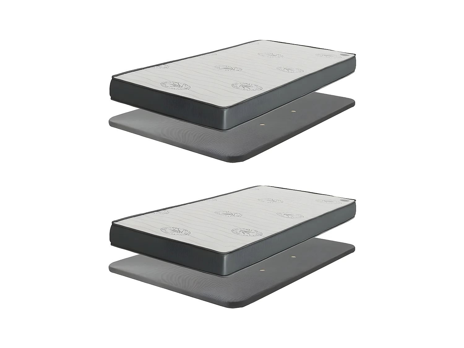 Cama y estante aglomerado blanco + somieres y colchones 65x199x96cm