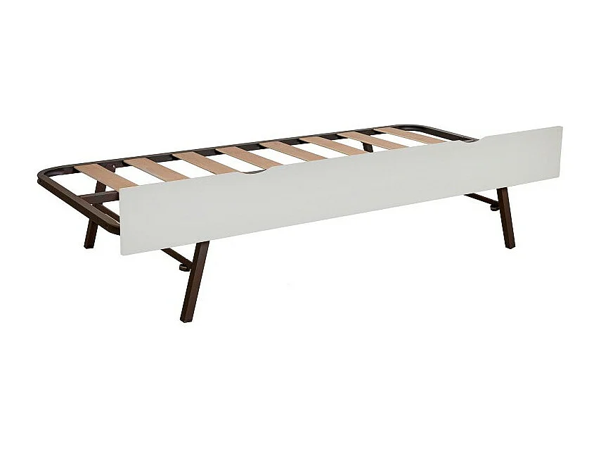 Cama + cama elevável aglomerado branco com estrado e colchões 105/105 cm