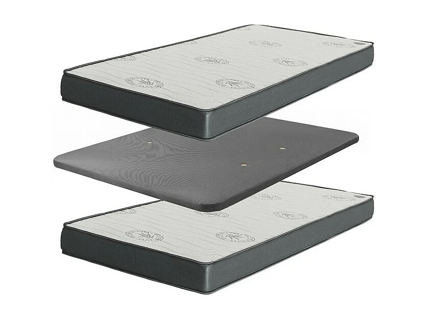 Cama + cama elevável aglomerado branco com estrado e colchões 105/105 cm