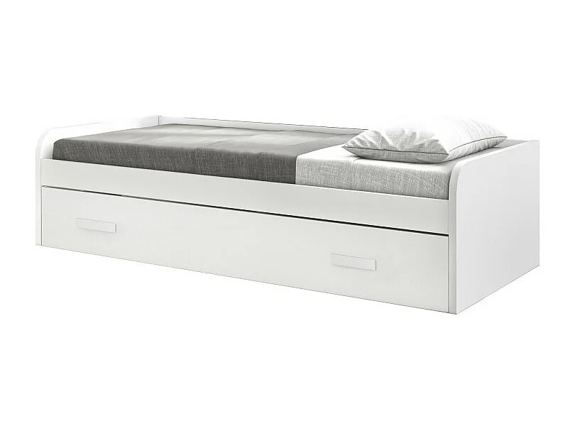 Cama + cama elevável aglomerado branco com estrado e colchões 105/105 cm