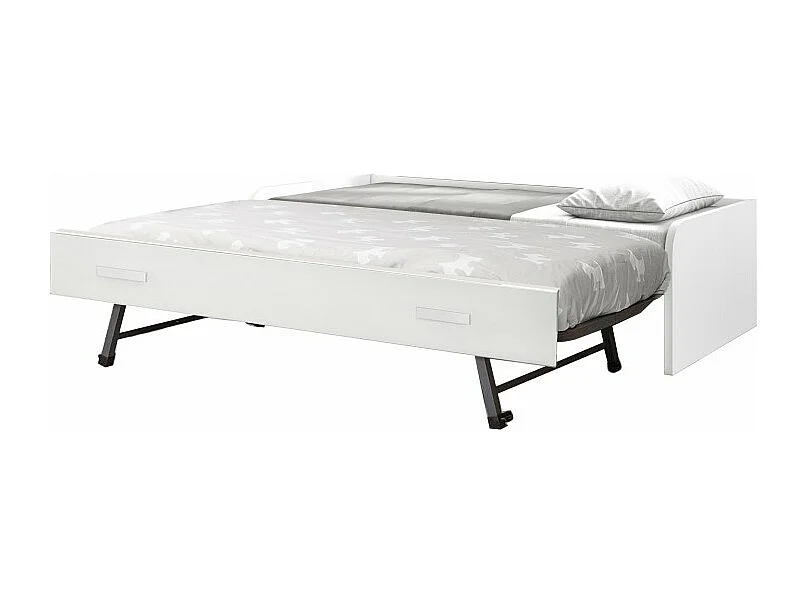 Cama + elevable aglomerado blanco con somier 105/105 cm