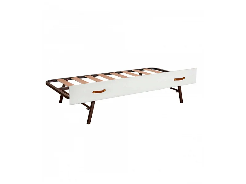 Cama + cama elevável aglomerado branco com estrado 105/105 cm