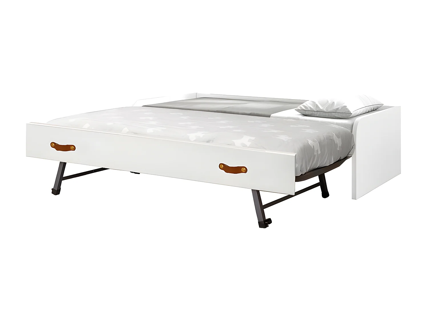 Lit +lit pieds pliants aggloméré blanc sans matelas 90/90cm