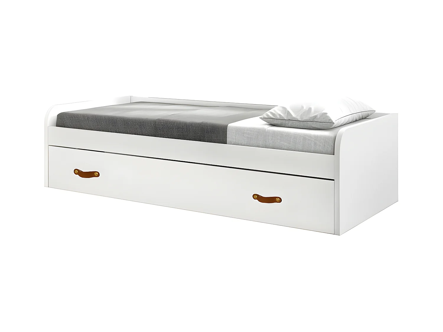Lit +lit pieds pliants aggloméré blanc sans matelas 90/90cm