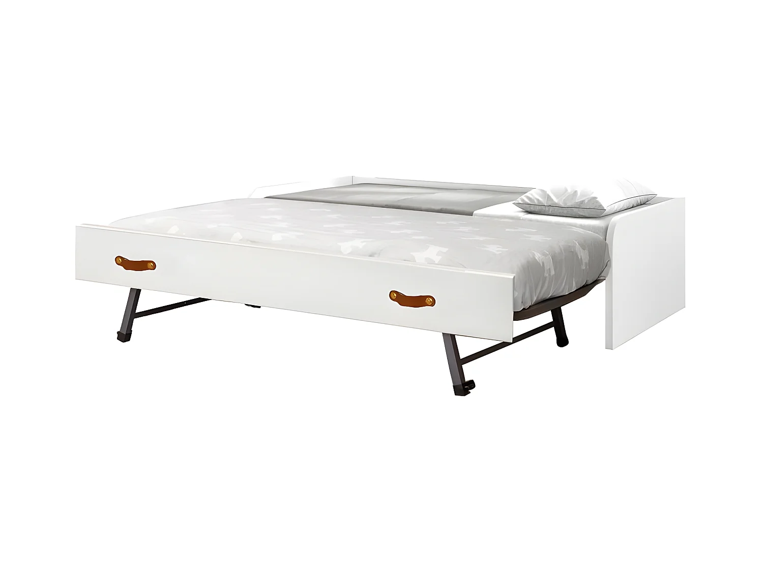 Cama + elevable aglomerado blanco con somier 90/90 cm