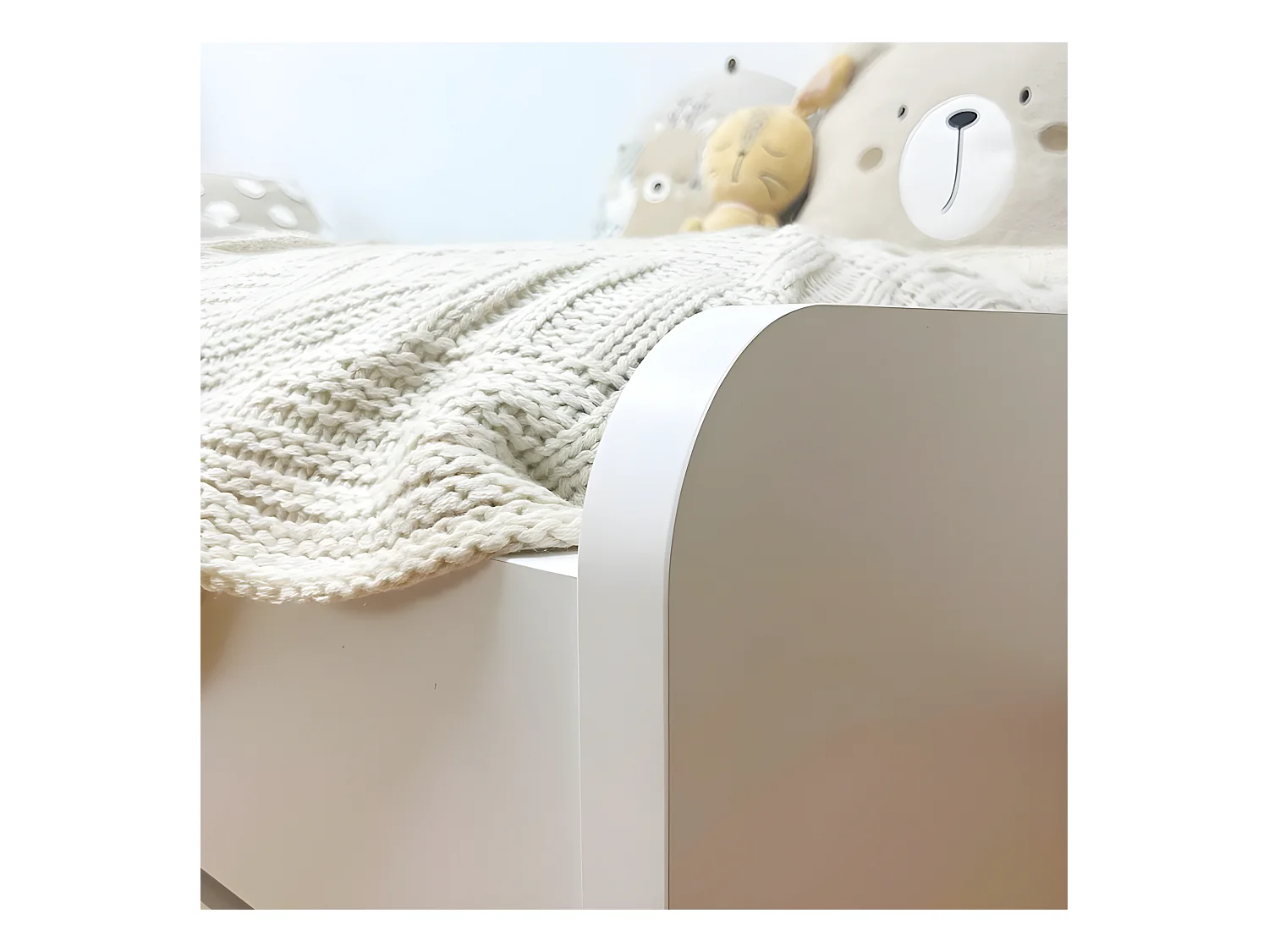 Cama + elevable aglomerado blanco con somier 90/90 cm