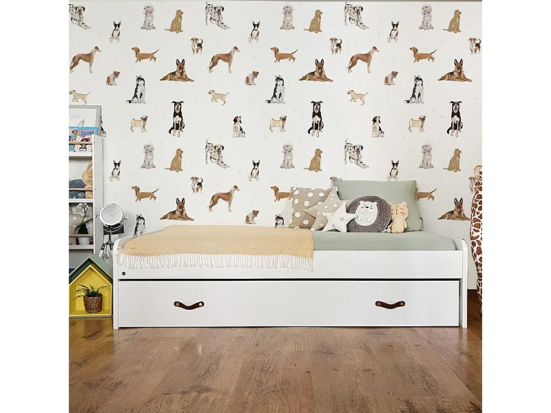 Lit avec tiroirs blanc et sommier et matelas 50x196x97cm