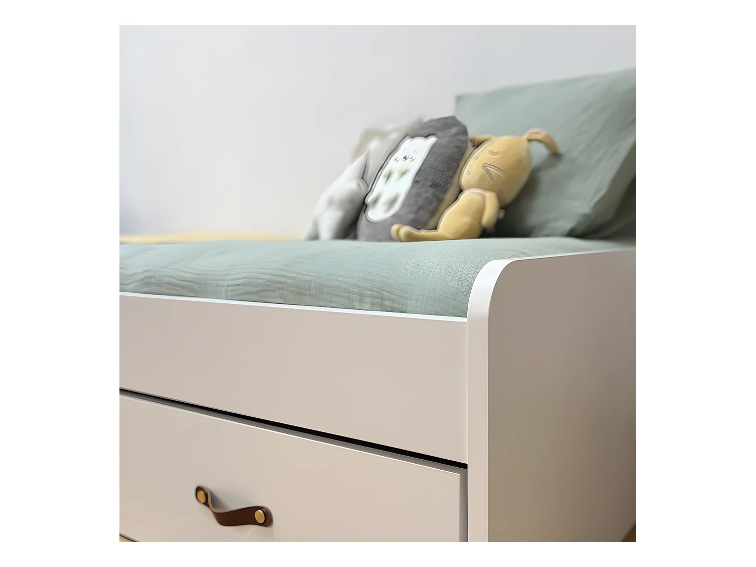 Cama + cajones aglomerado blanco con somier y colchón 105x190cm