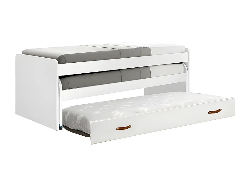 Bett dreifach mit Lattenrosten weiß 90x200cm