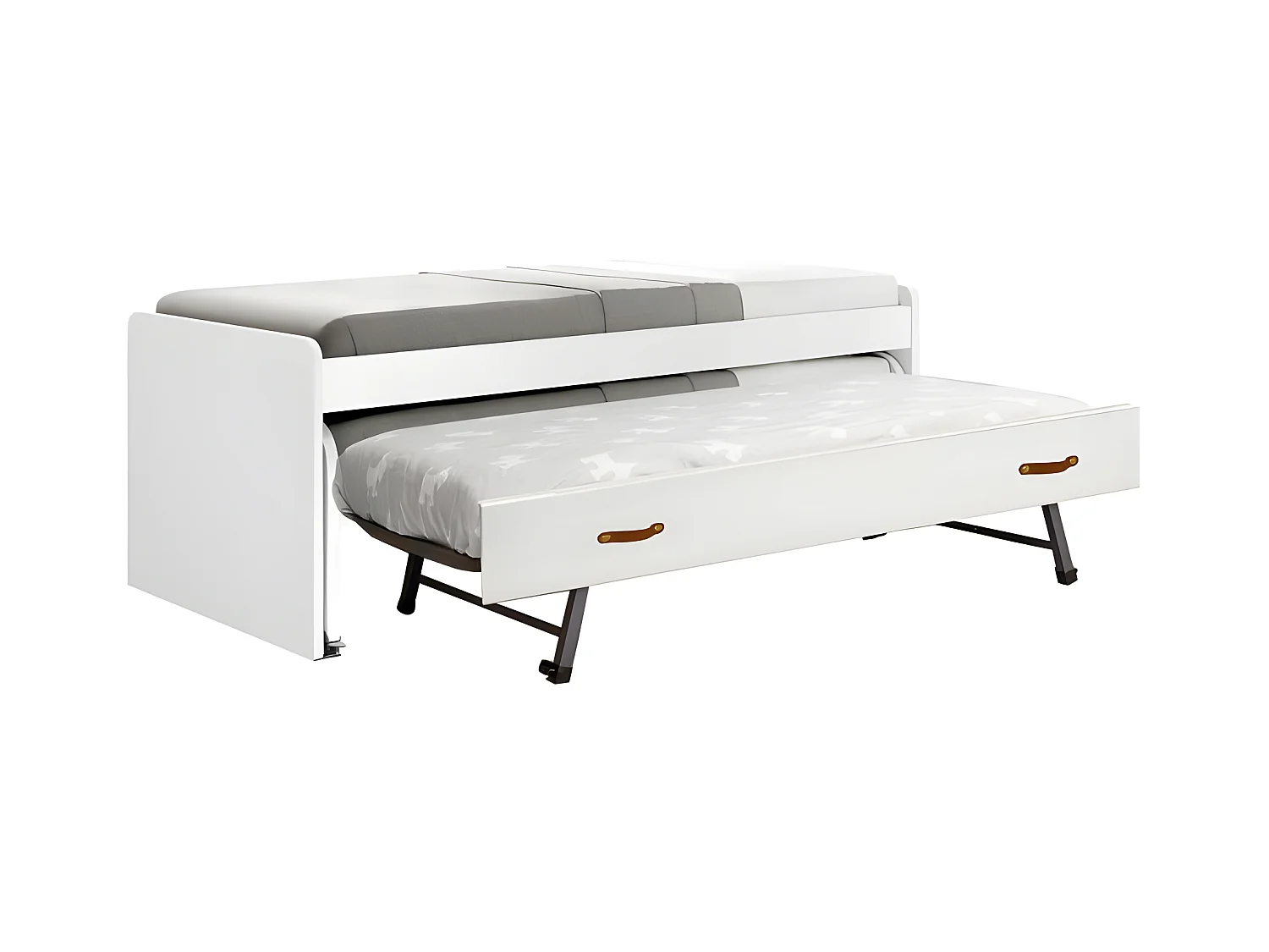 Cama tripla em aglomerado branco com estrados 90x200cm