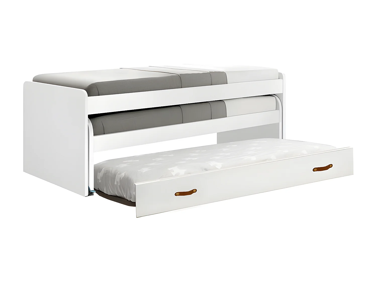 Letto triplo truciolato bianco con rete 90x200cm