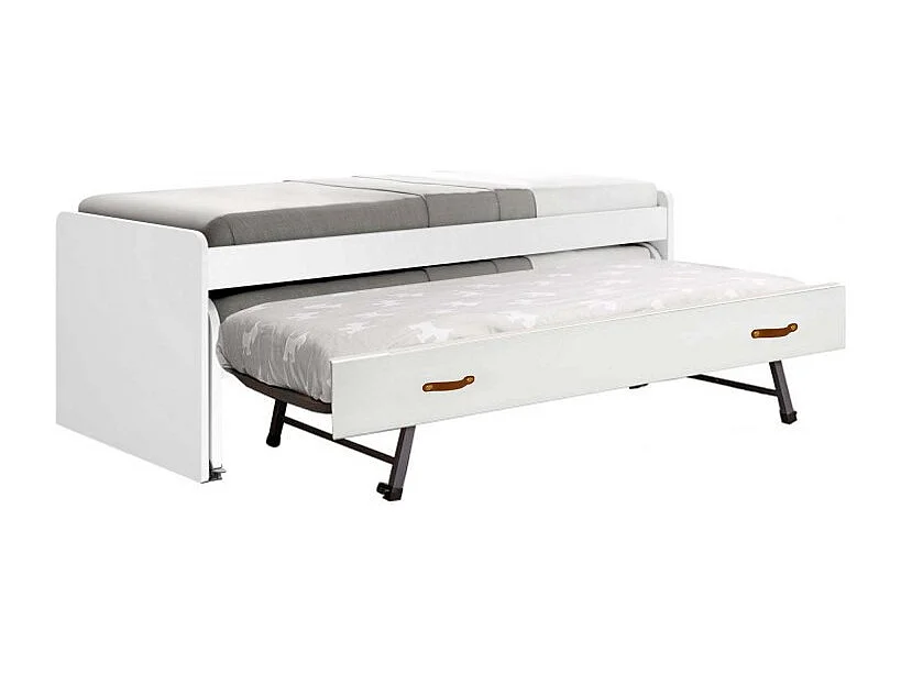 Cama triple aglomerado blanco con somieres 90x200cm