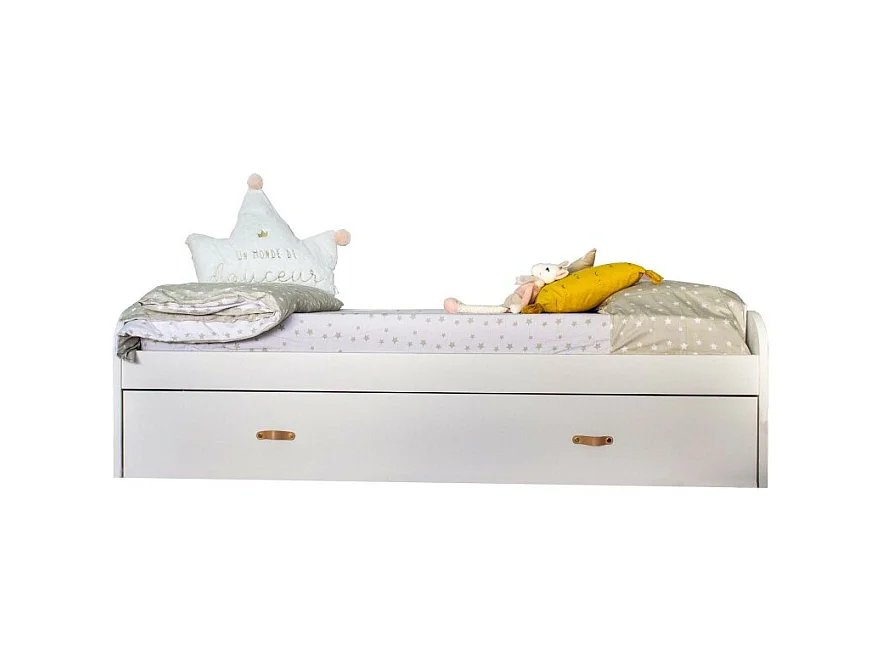 Letto + cassetti in truciolato bianco con rete 90x190cm