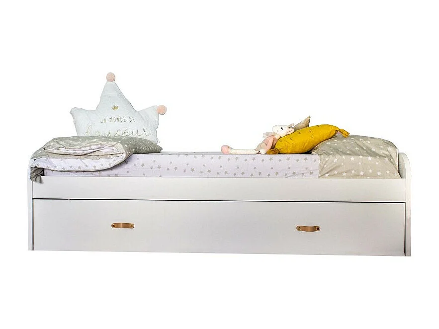 Letto + cassetti in truciolato bianco con rete 90x190cm