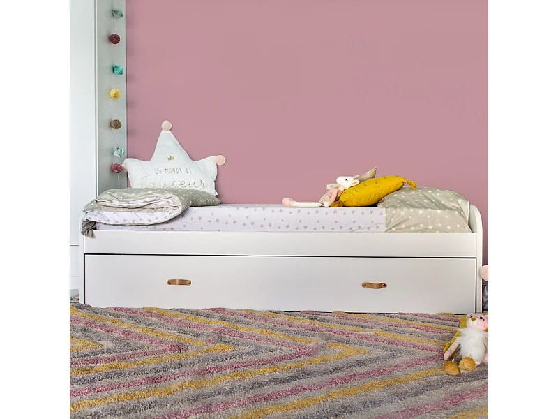 Letto + cassetti in truciolato bianco con rete 90x190cm