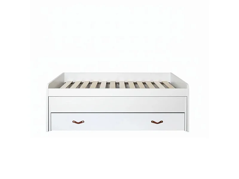 Cama triple aglomerado blanco con somieres y colchones 105x200cm